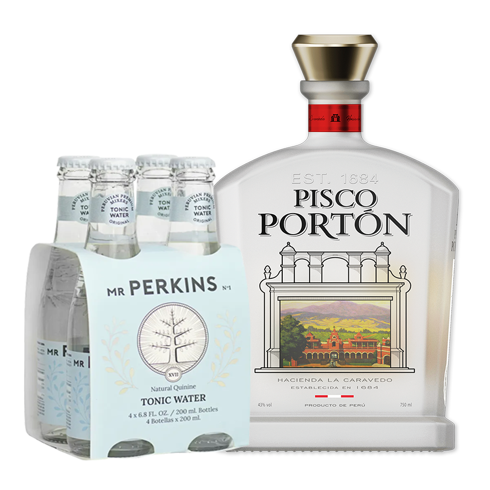 Pisco Portón 750ml + 04 Mr Perkins 200 ml